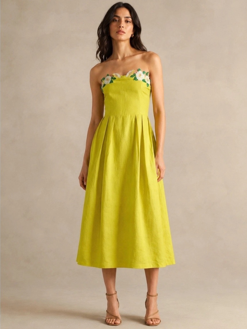 Fanm Mon Lorr Dress With Floral Trim